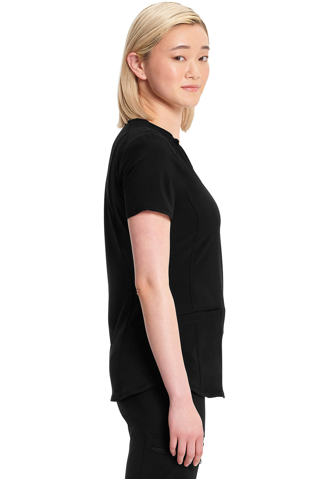 Classics CK865A V-Neck Top Black Model Image Right Side | Infinity