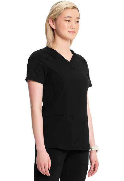 Classics CK865A V-Neck Top Black Model Image Left Side | Infinity