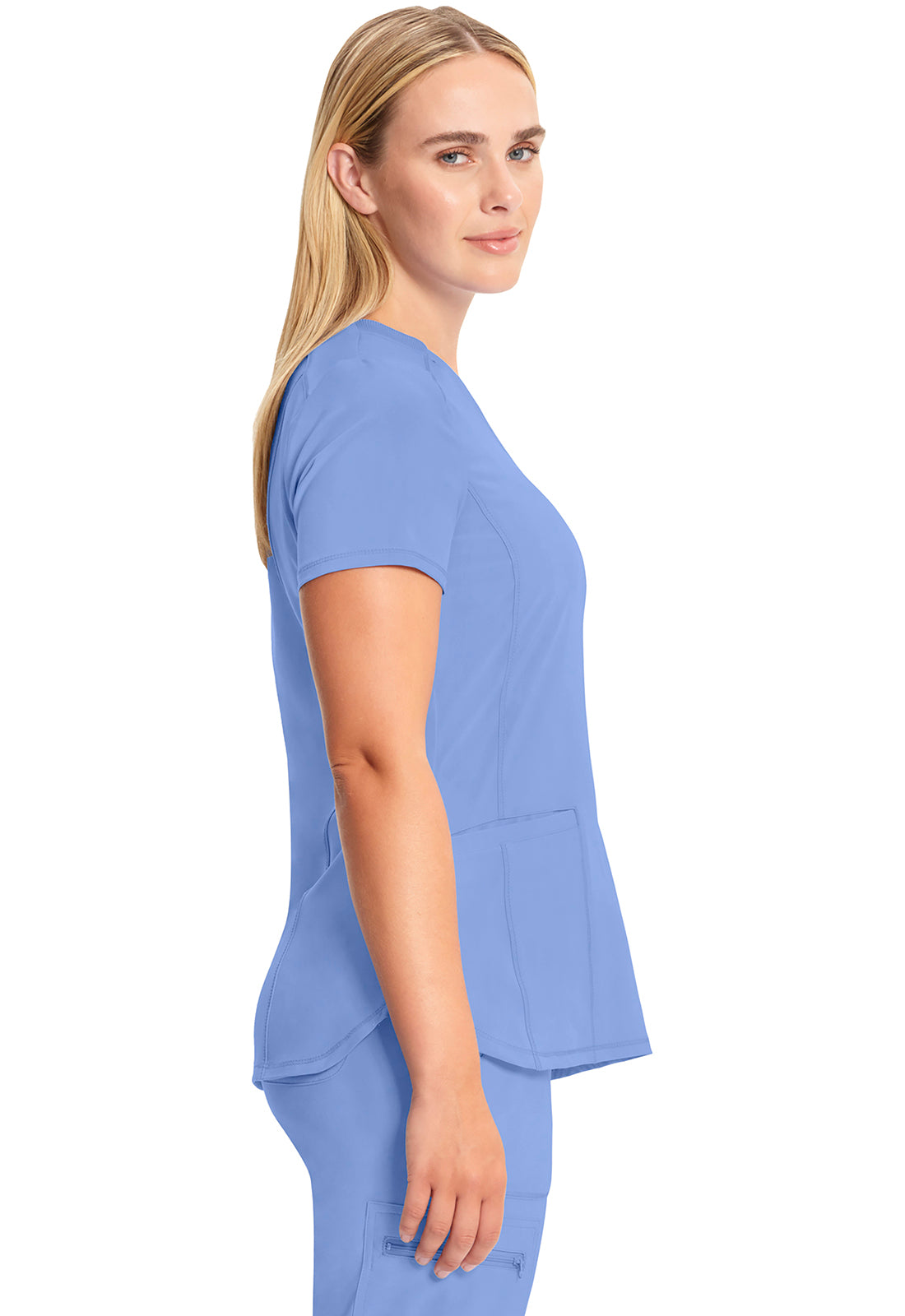 Classics CK865A V-Neck Top Ciel Model Image Right Side | Infinity