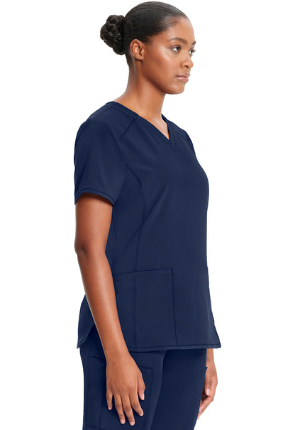 Classics CK865A V-Neck Top Navy Model Image Left Side | Infinity