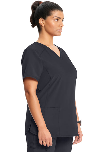 Classics CK865A V-Neck Top Pewter Model Image Left Side | Infinity