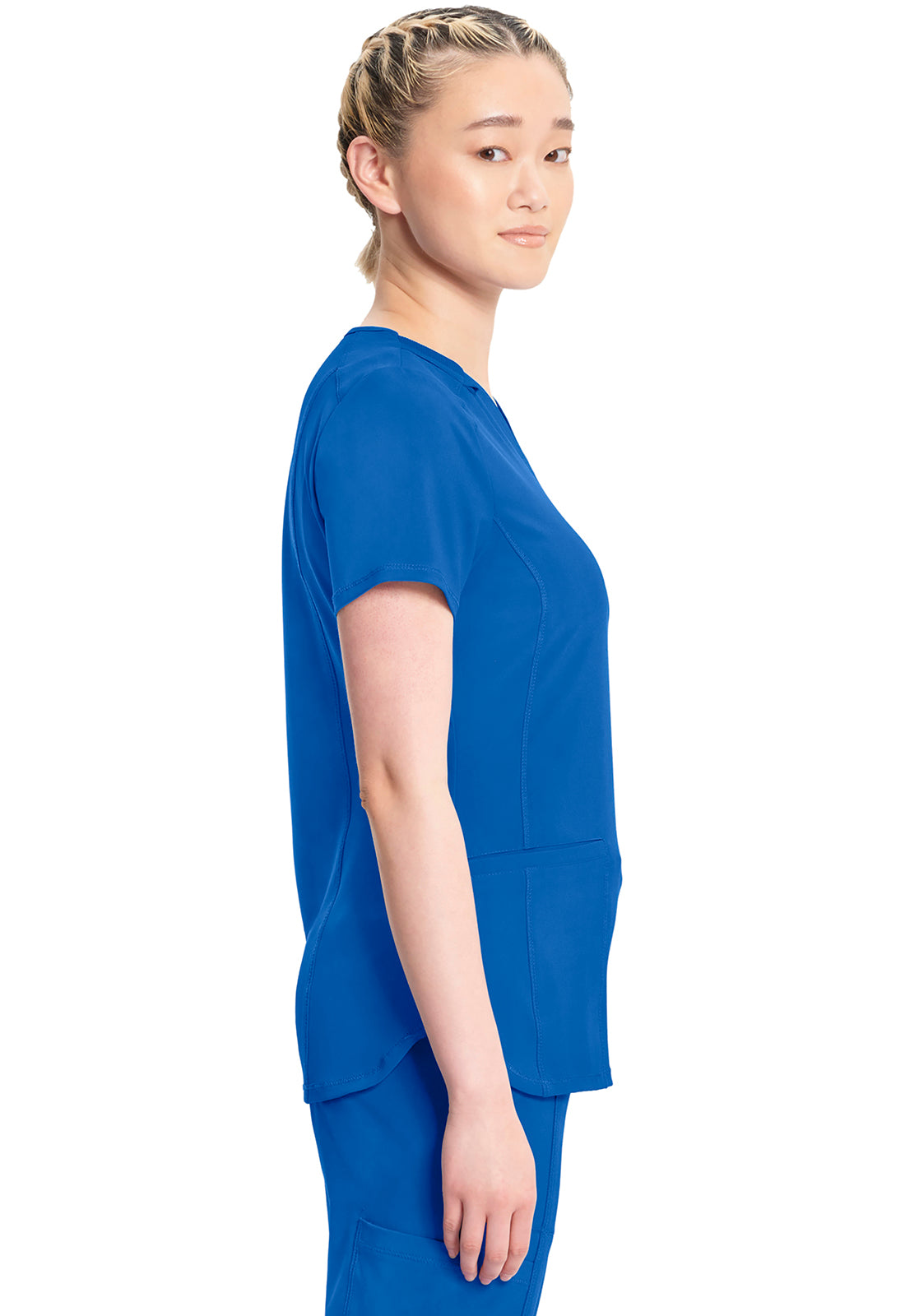 Classics CK865A V-Neck Top Royal Model Image Right Side | Infinity