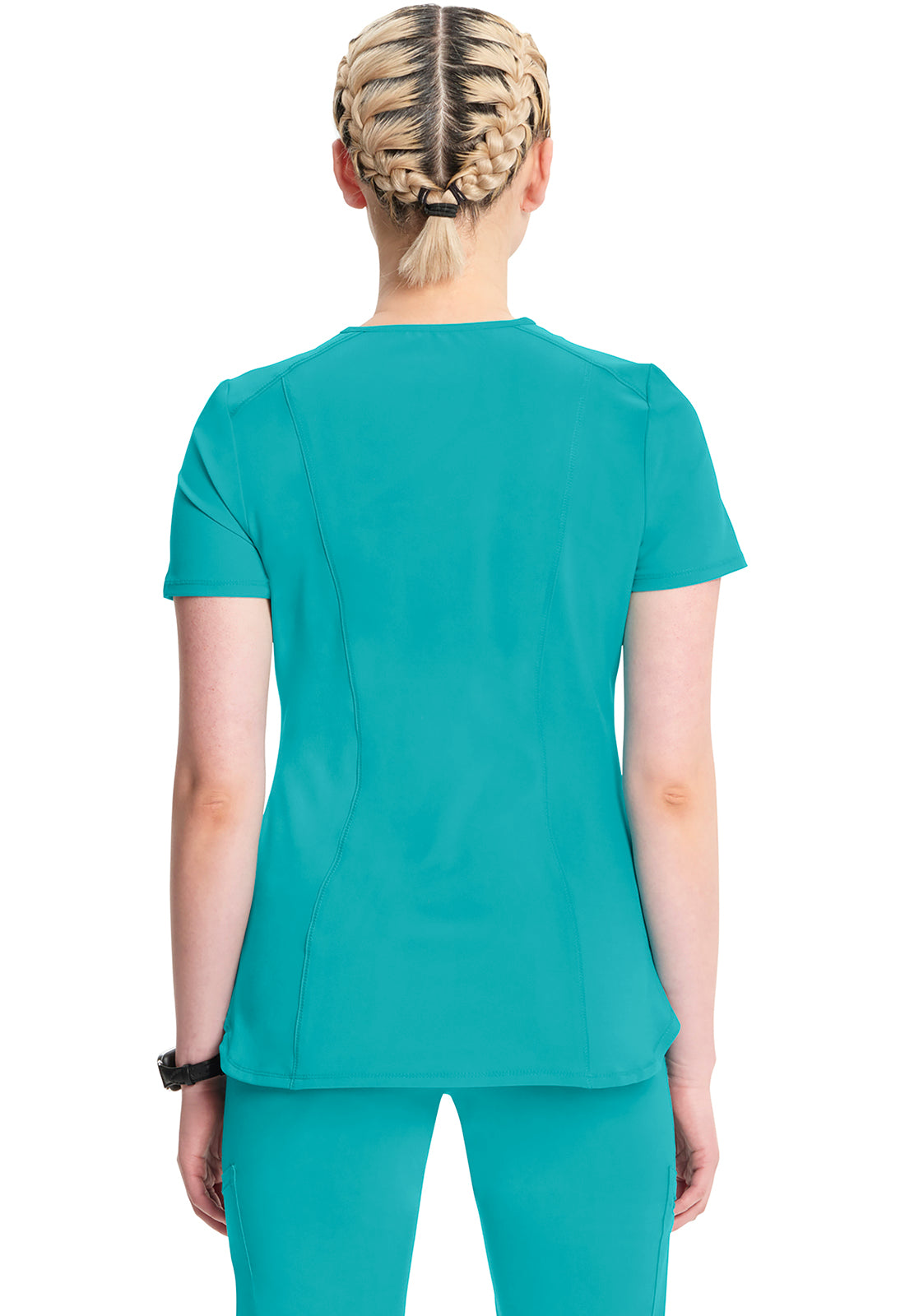 Classics CK865A V-Neck Top Teal Blue Model Image Back | Infinity