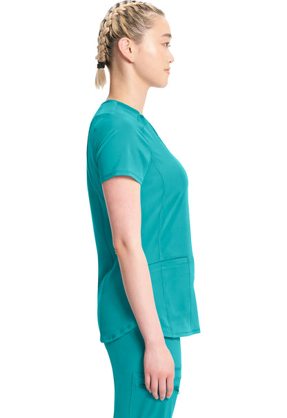 Classics CK865A V-Neck Top Teal Blue Model Image Right Side | Infinity