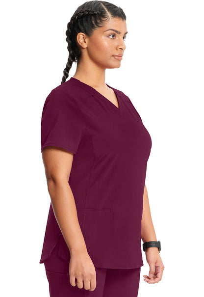 Classics CK865A V-Neck Top Wine Model Image Left Side | Infinity