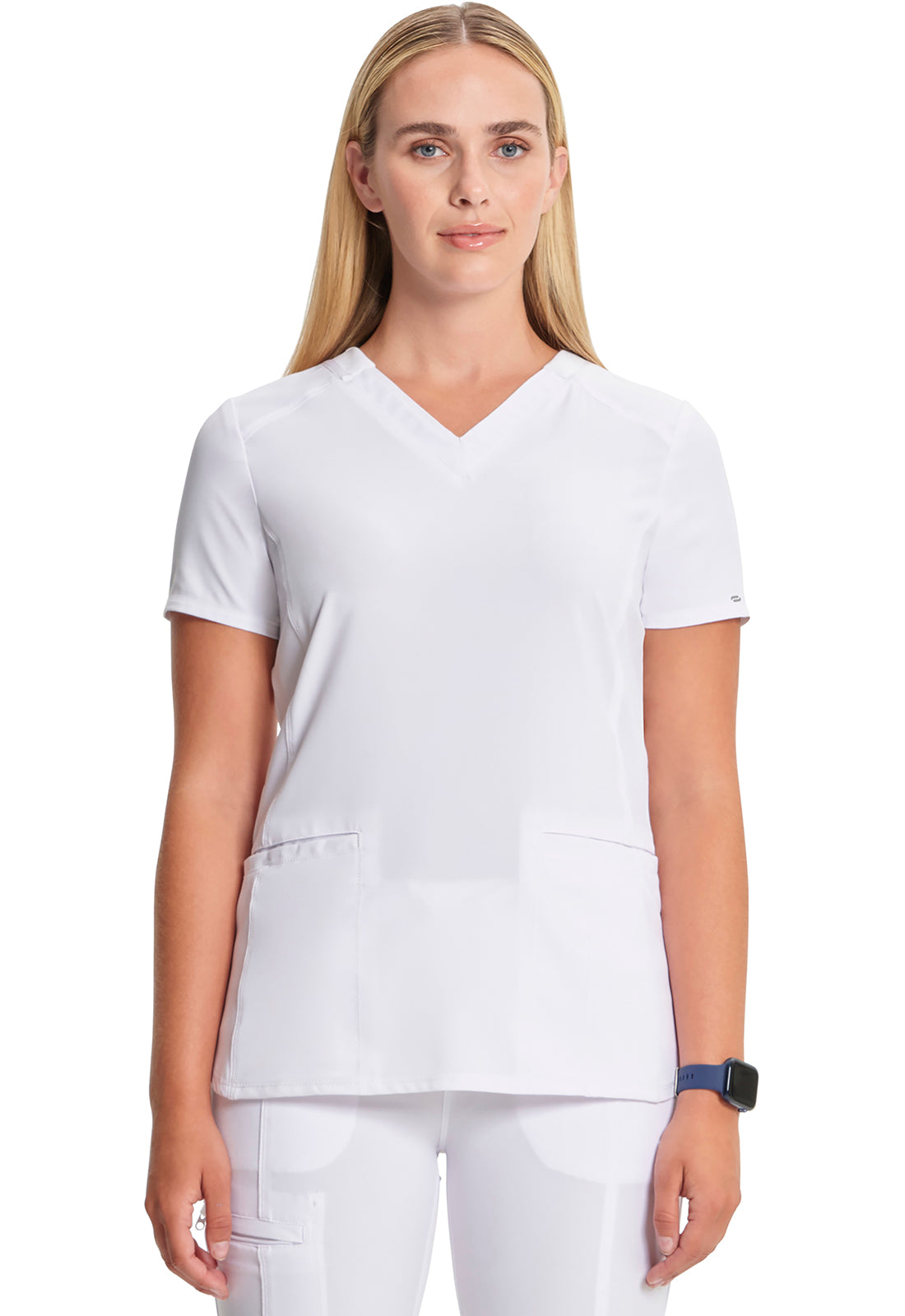 Classics CK865A V-Neck Top White Model Image Front | Infinity