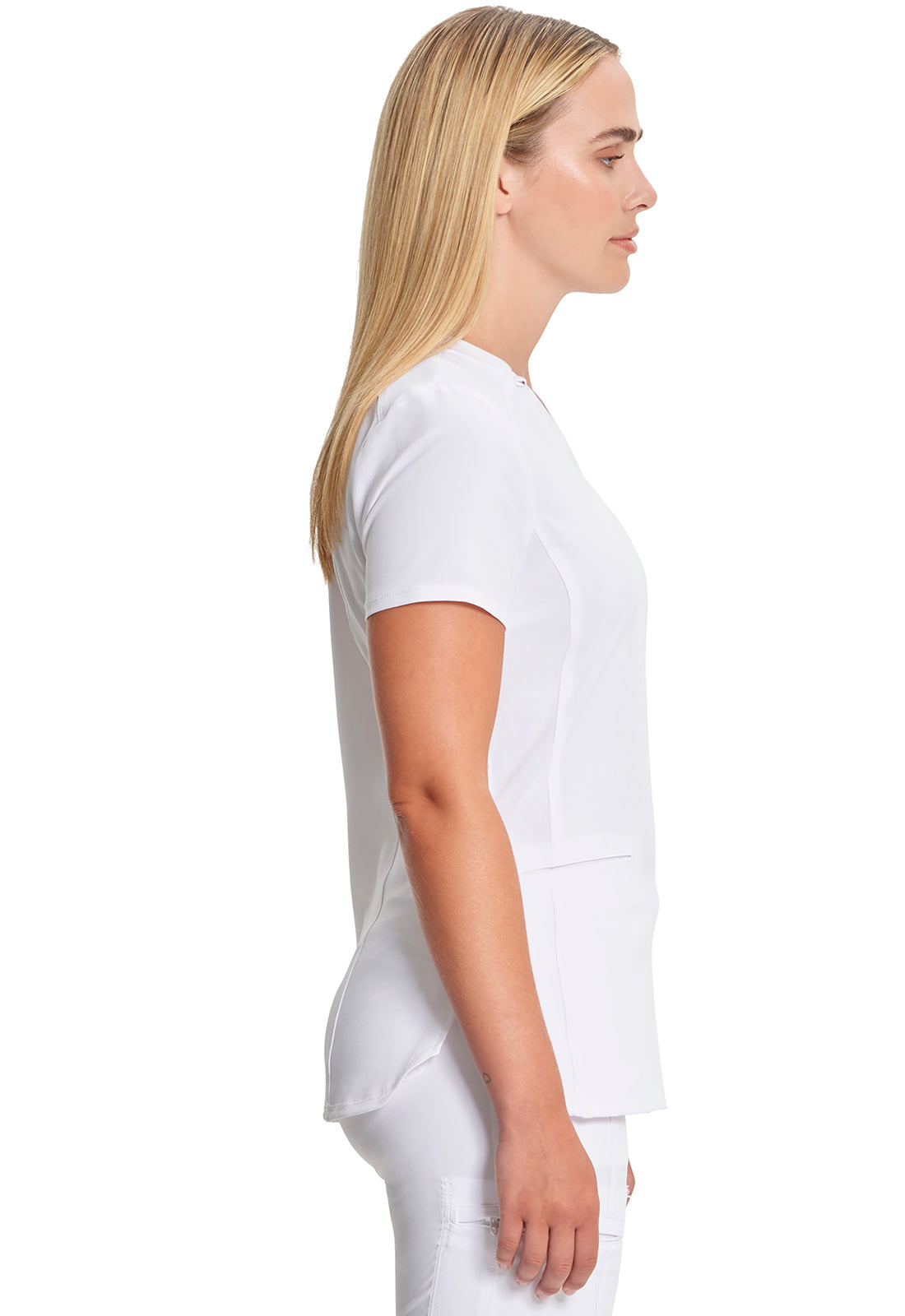 Classics CK865A V-Neck Top White Model Image Right Side | Infinity