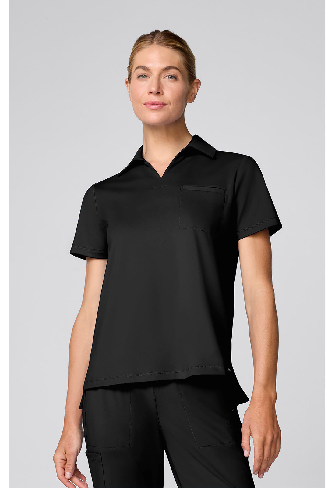 Achieve CK879 Women's Relaxed Polo Scrub Top Black