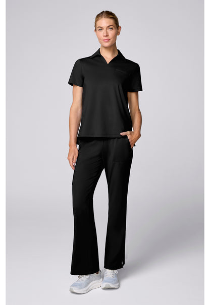 Achieve CK879 Women's Relaxed Polo Scrub Top Black