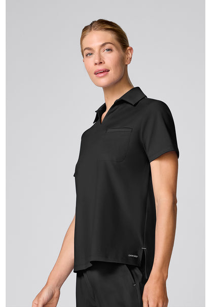 Achieve CK879 Women's Relaxed Polo Scrub Top Black