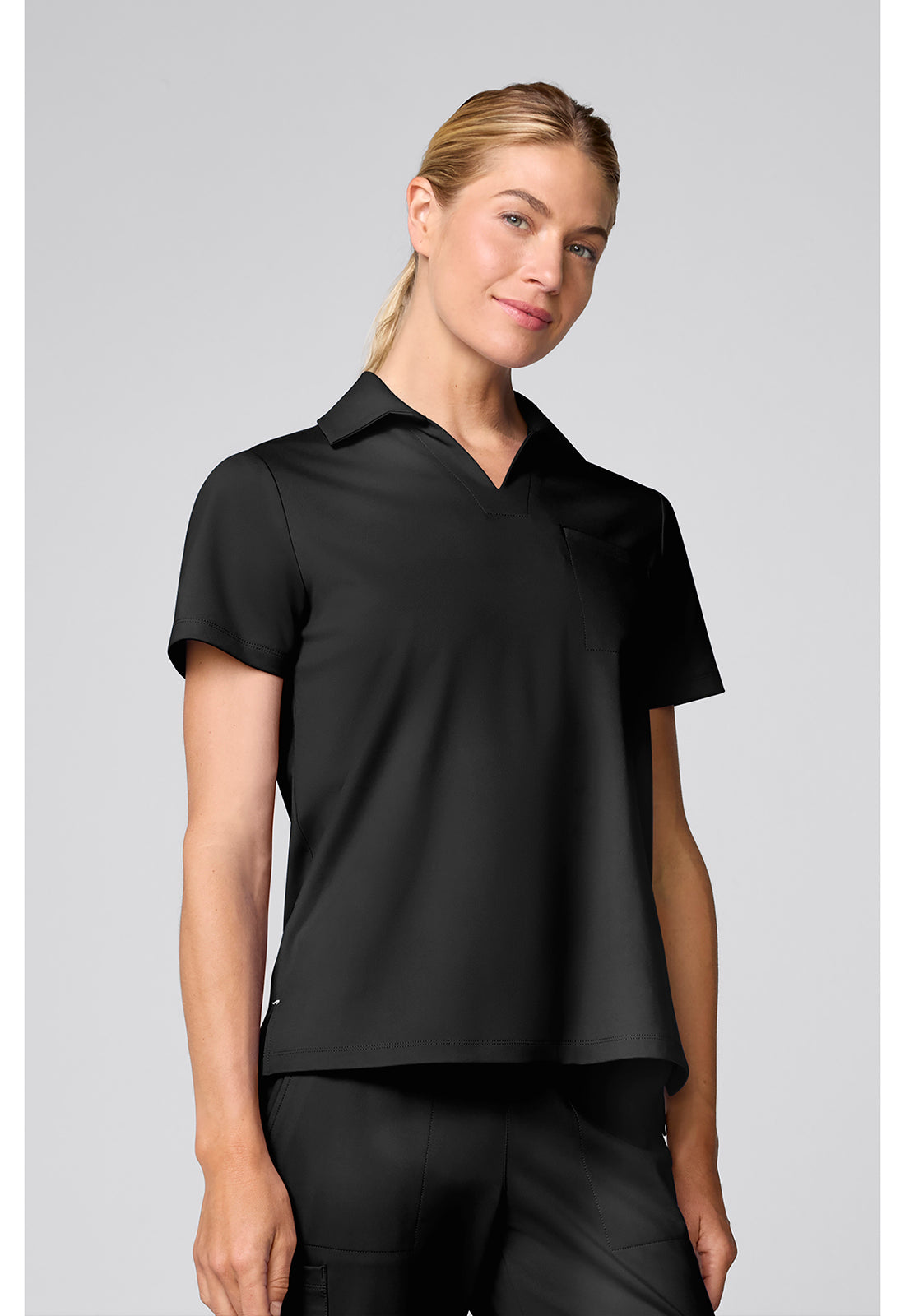 Achieve CK879 Women's Relaxed Polo Scrub Top Black