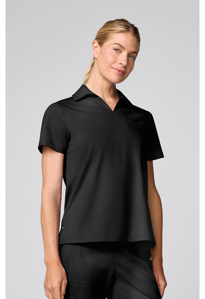 Achieve CK879 Women's Relaxed Polo Scrub Top Black