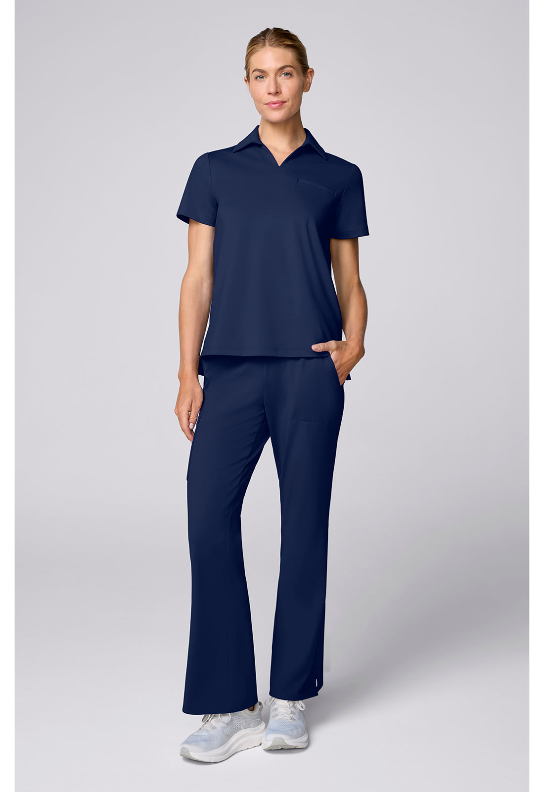 Achieve CK879 Women's Relaxed Polo Scrub Top Navy