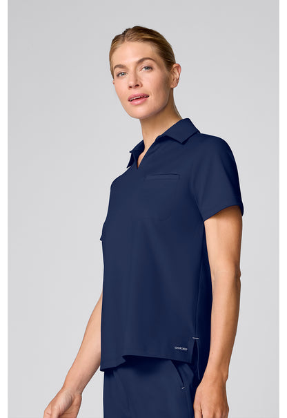 Achieve CK879 Women's Relaxed Polo Scrub Top Navy