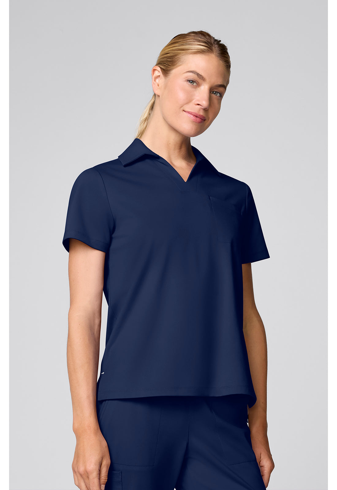 Achieve CK879 Women's Relaxed Polo Scrub Top Navy