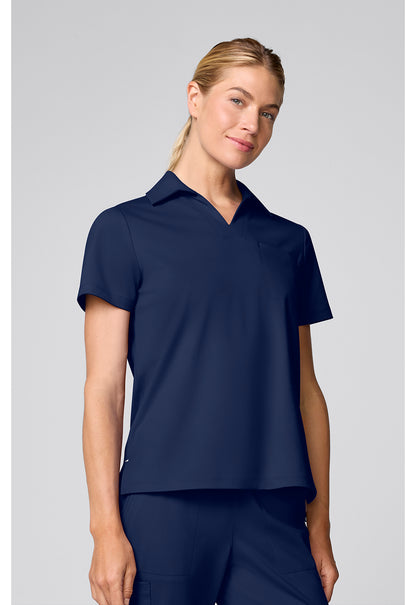 Achieve CK879 Women's Relaxed Polo Scrub Top Navy