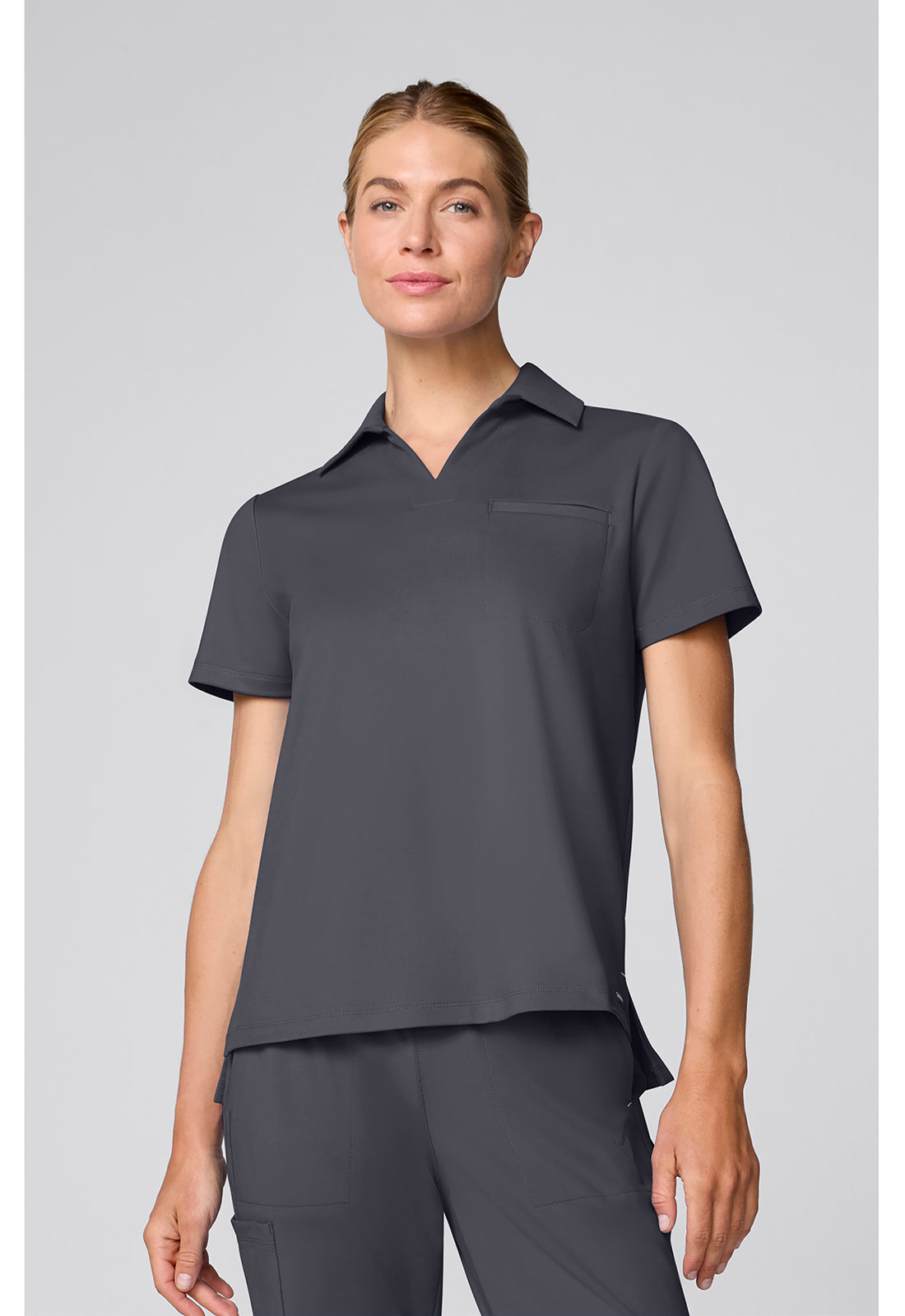 Achieve CK879 Women's Relaxed Polo Scrub Top Pewter