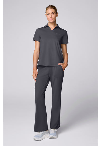 Achieve CK879 Women's Relaxed Polo Scrub Top Pewter