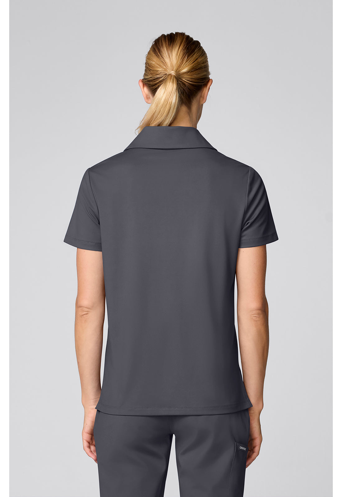 Achieve CK879 Women's Relaxed Polo Scrub Top Pewter