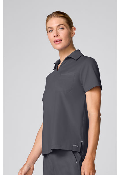 Achieve CK879 Women's Relaxed Polo Scrub Top Pewter