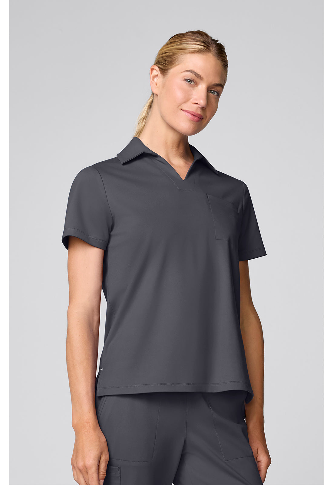 Achieve CK879 Women's Relaxed Polo Scrub Top Pewter