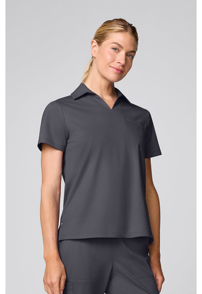 Achieve CK879 Women's Relaxed Polo Scrub Top Pewter
