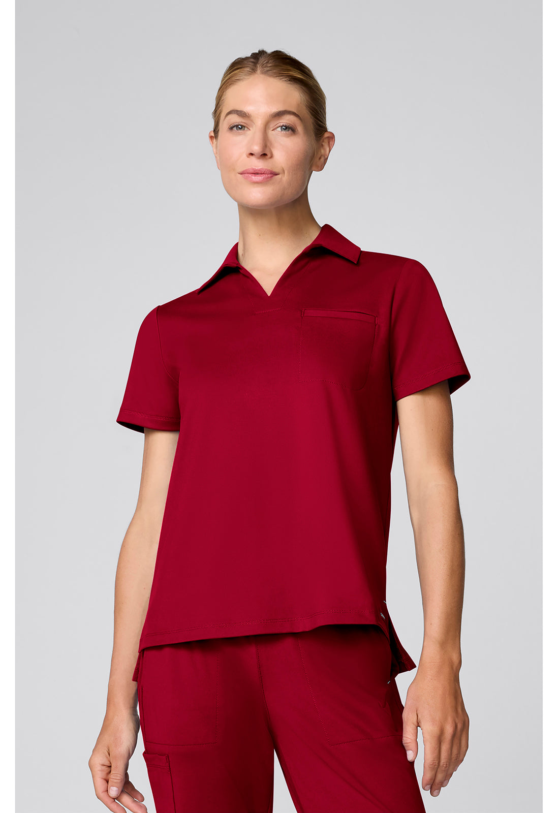 Achieve CK879 Women's Relaxed Polo Scrub Top Red
