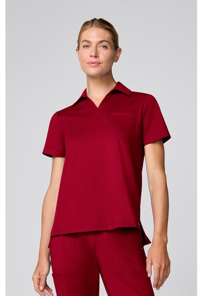 Achieve CK879 Women's Relaxed Polo Scrub Top Red