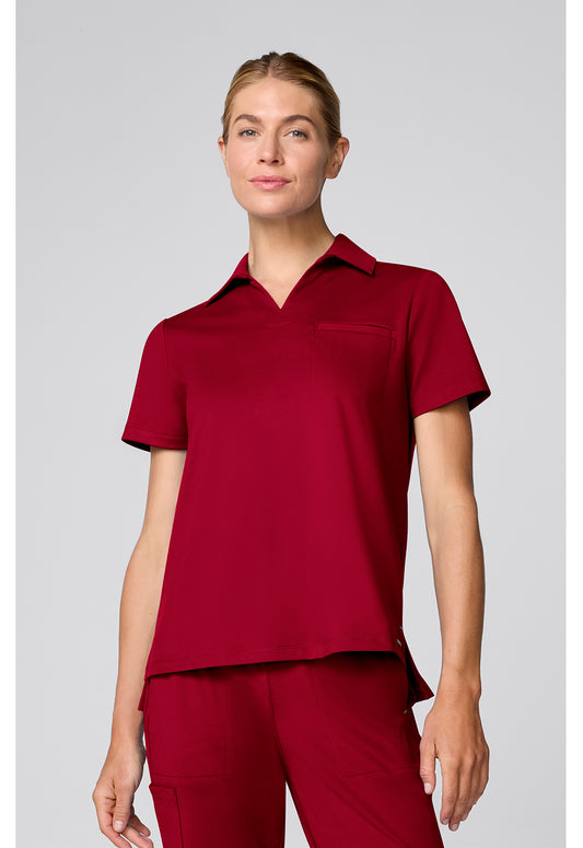 Achieve CK879 Women's Relaxed Polo Scrub Top Red