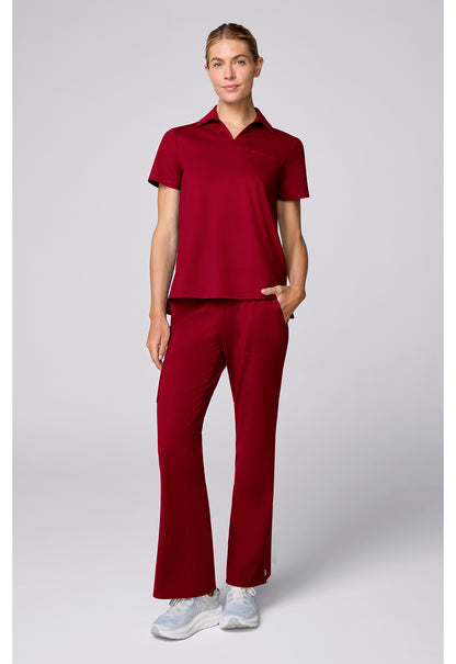 Achieve CK879 Women's Relaxed Polo Scrub Top Red