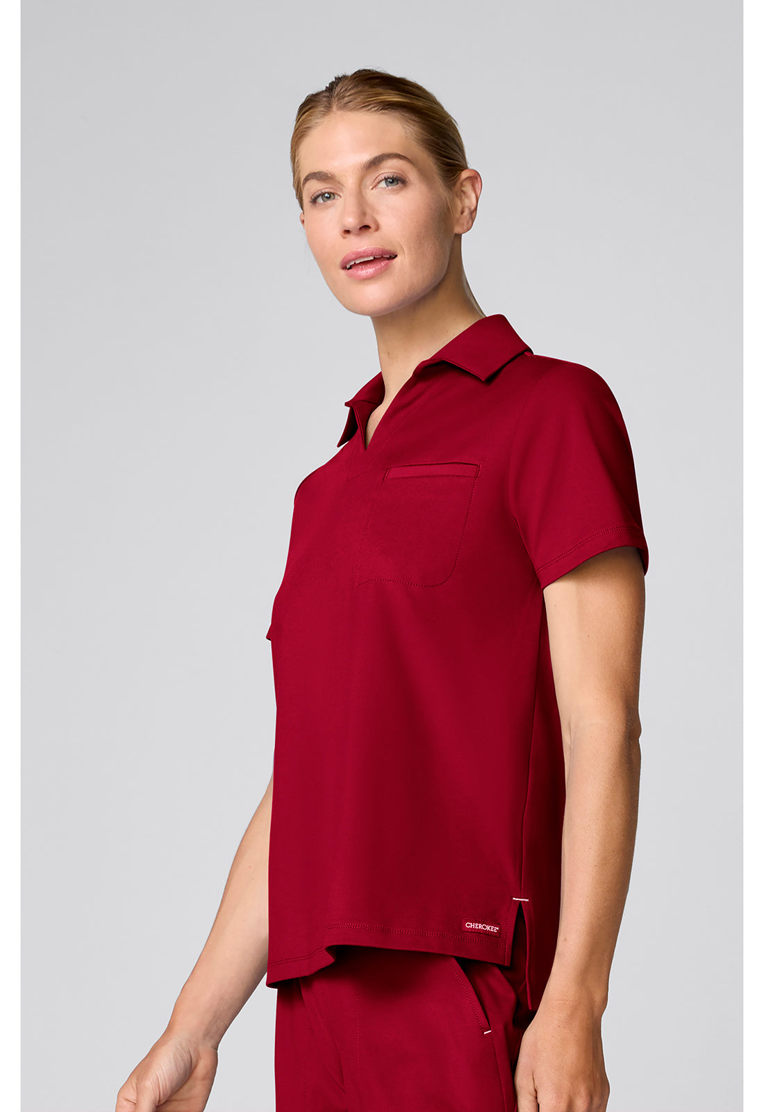 Achieve CK879 Women's Relaxed Polo Scrub Top Red