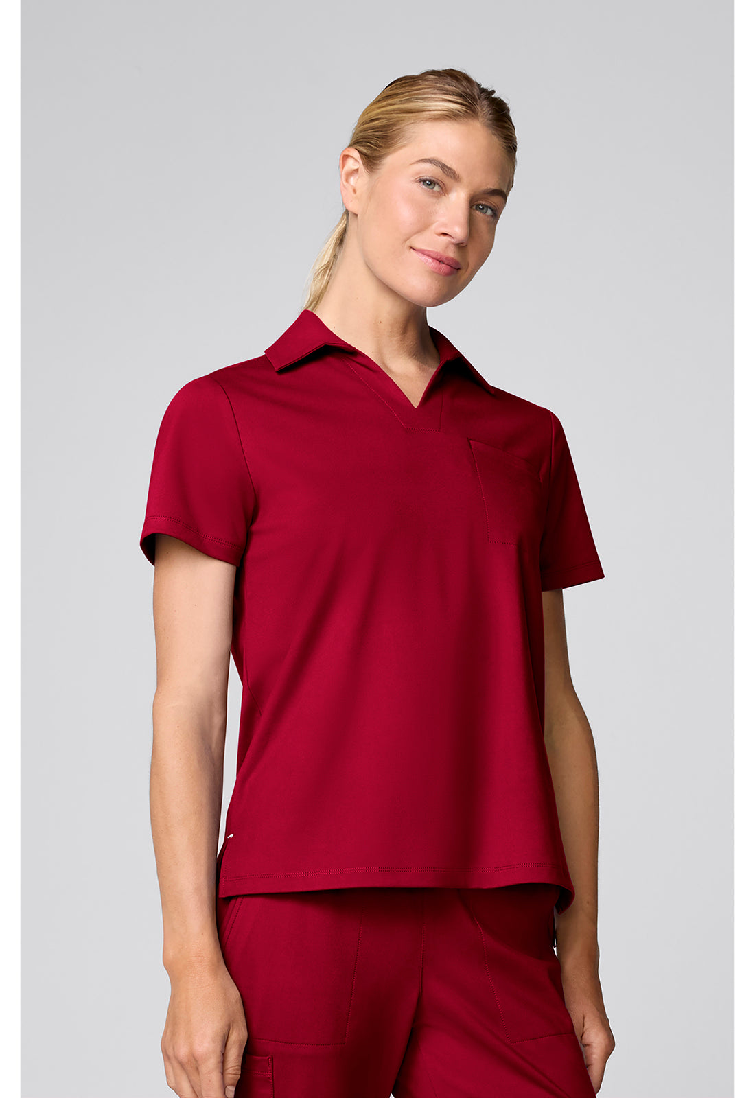 Achieve CK879 Women's Relaxed Polo Scrub Top Red