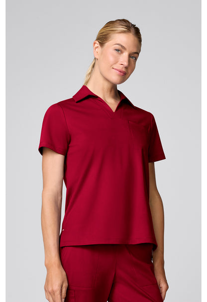 Achieve CK879 Women's Relaxed Polo Scrub Top Red