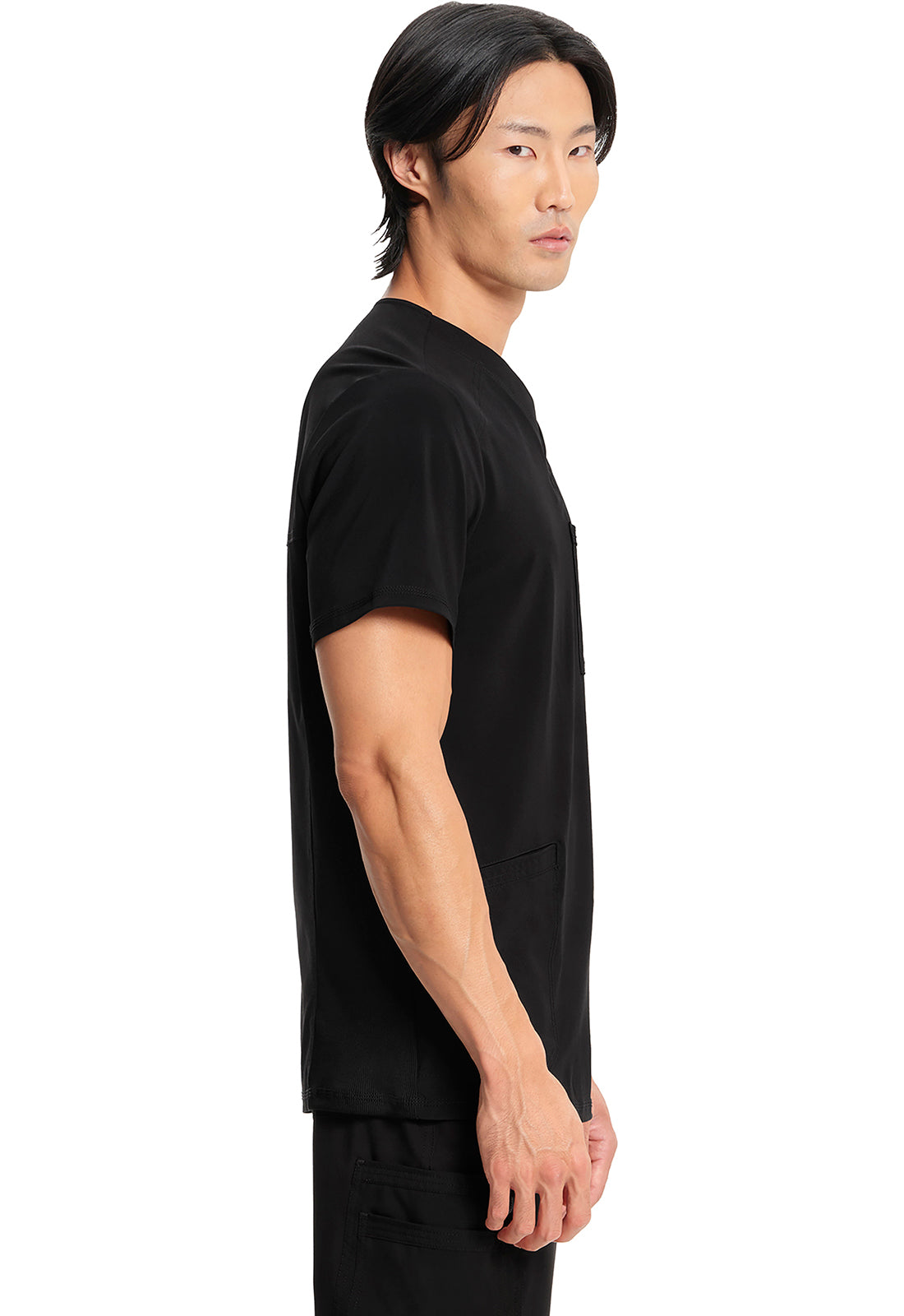 Classics CK900A Men's V-Neck Top Black Model Image Right Side | Infinity