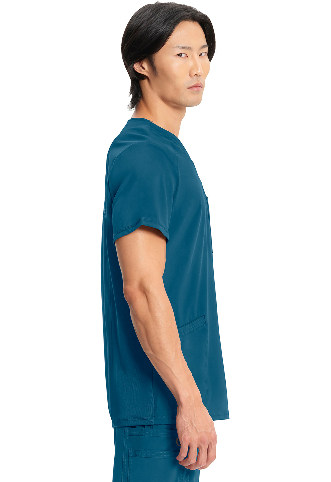 Classics CK900A Men's V-Neck Top Caribbean Blue Model Image Right Side | Infinity