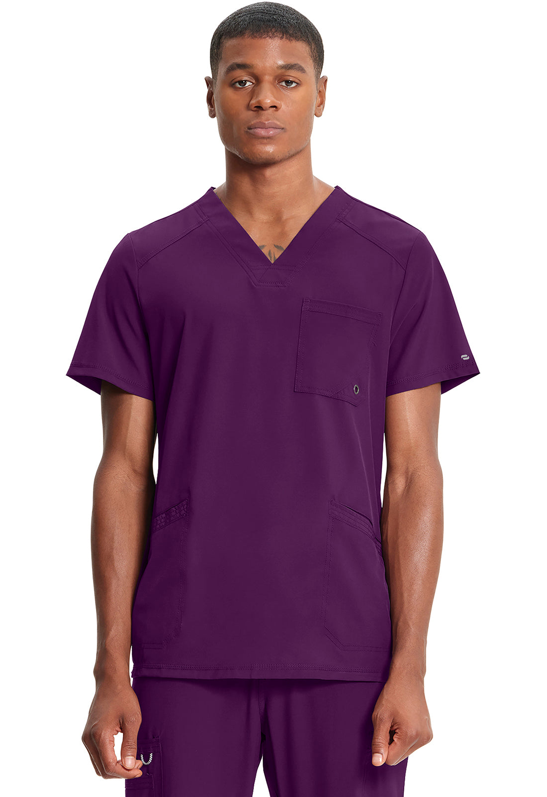 Classics CK900A Men's V-Neck Top Eggplant Model Image Front | Infinity