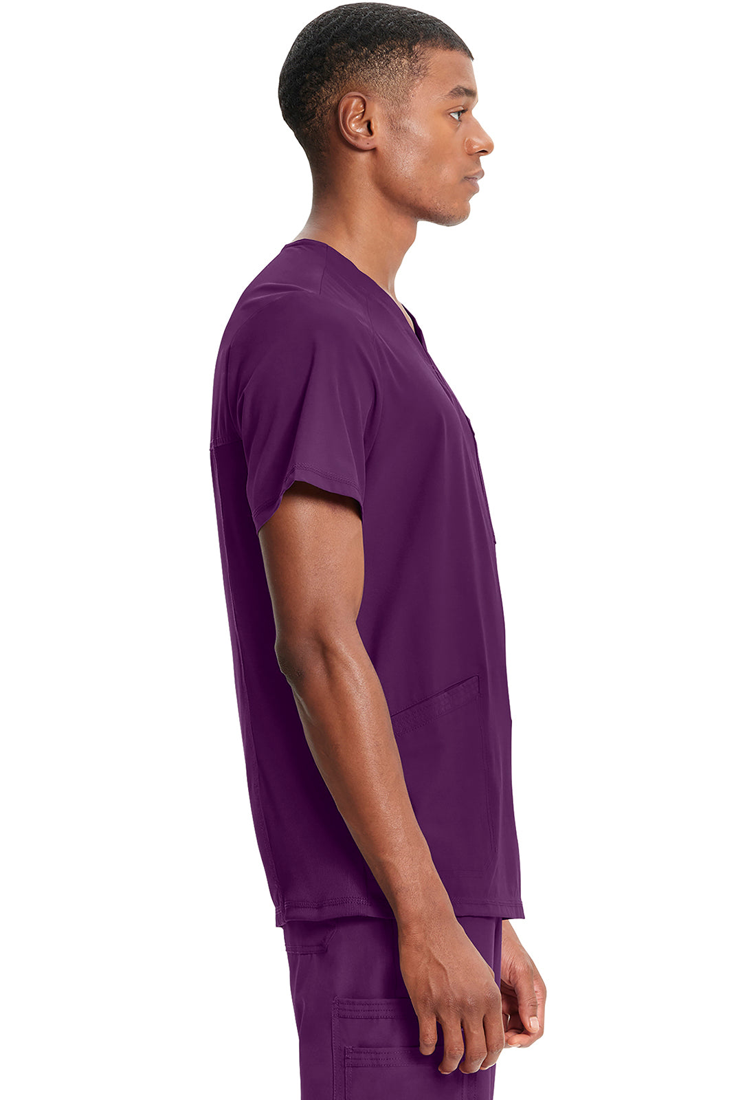 Classics CK900A Men's V-Neck Top Eggplant Model Image Right Side | Infinity