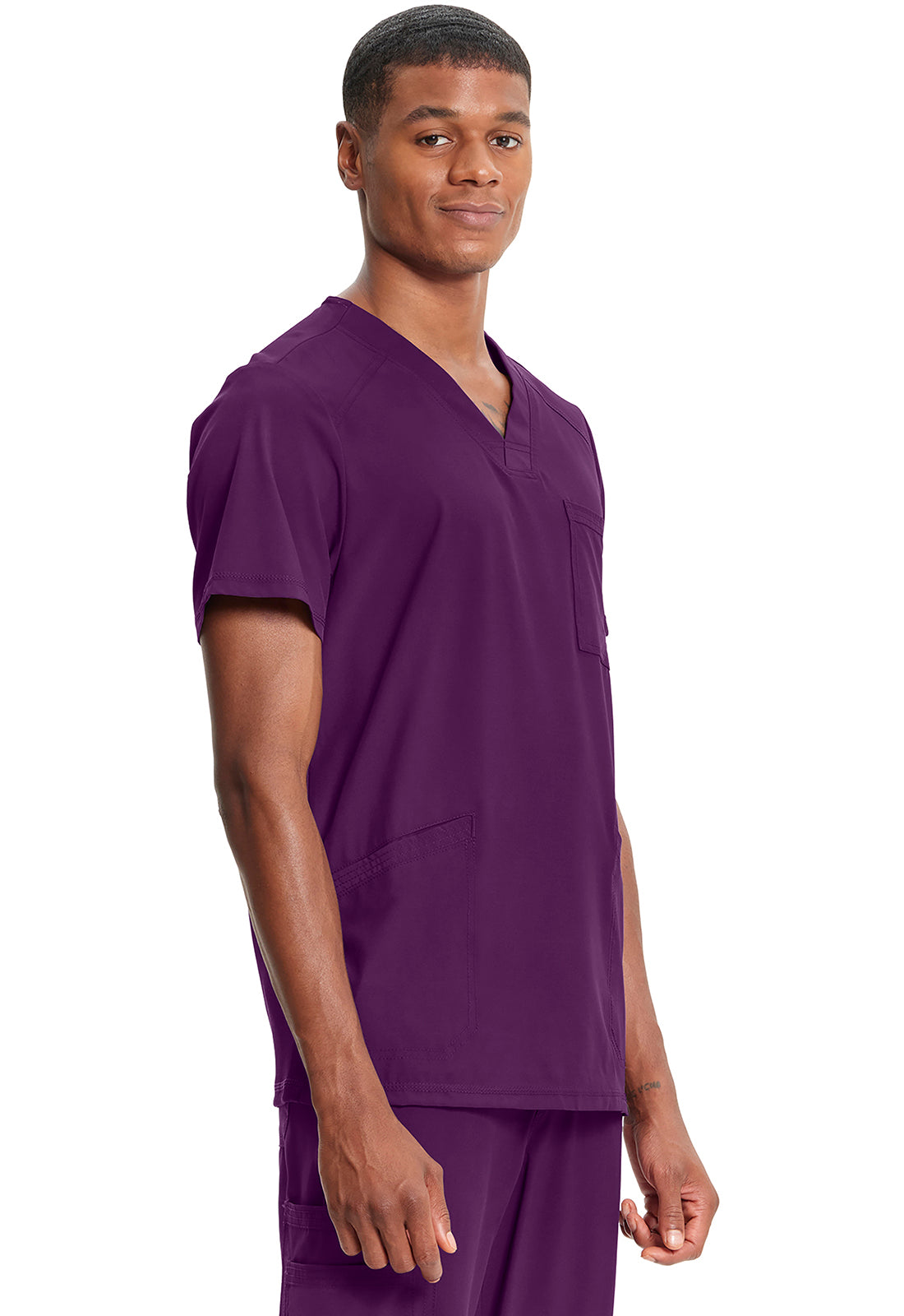 Classics CK900A Men's V-Neck Top Eggplant Model Image Left Side | Infinity