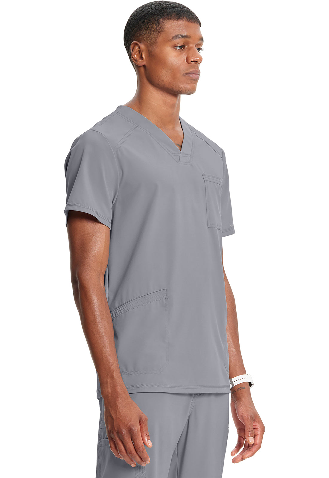 Classics CK900A Men's V-Neck Top Grey Model Image Left Side | Infinity