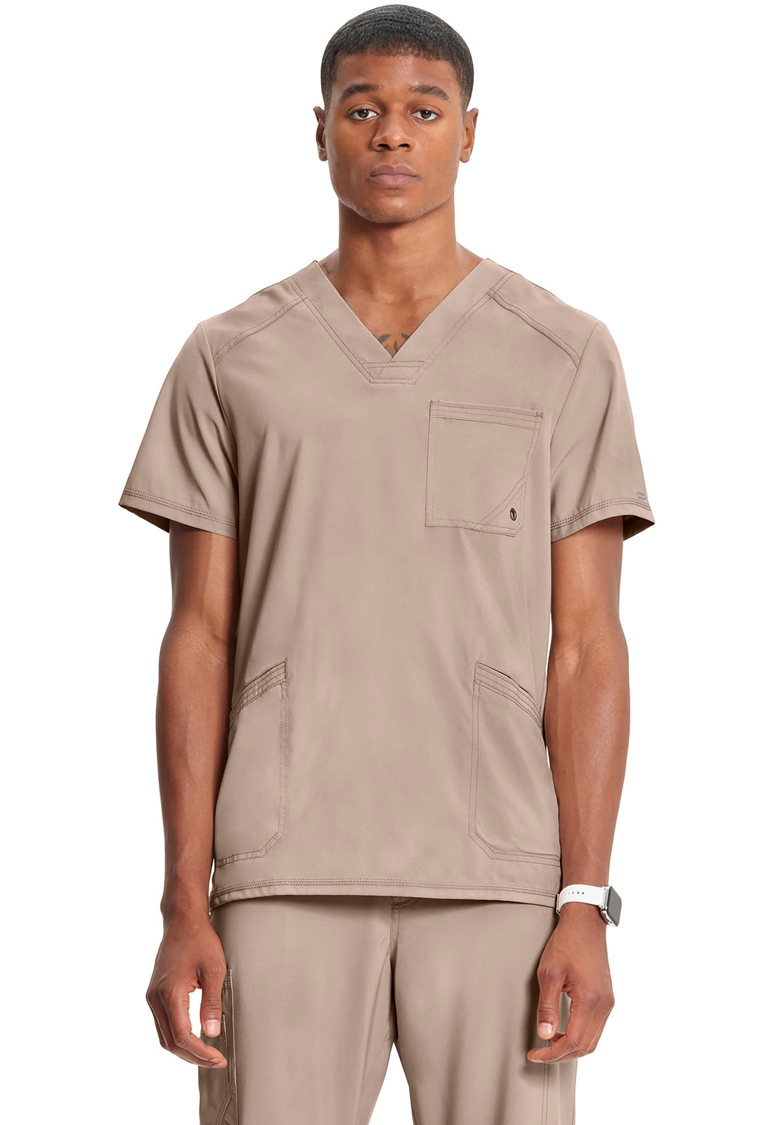 Classics CK900A Men's V-Neck Top Khaki Model Image Front | Infinity