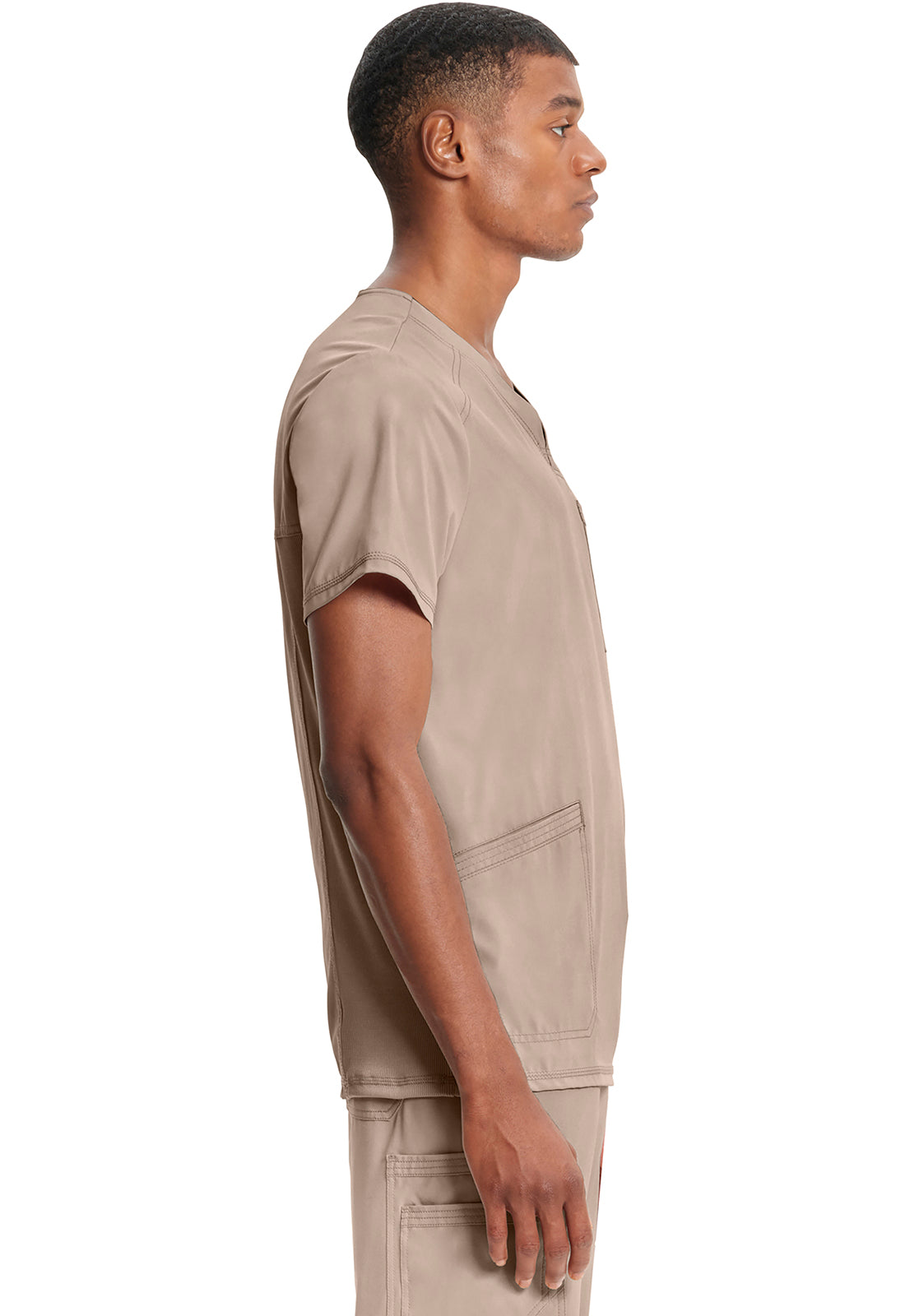 Classics CK900A Men's V-Neck Top Khaki Model Image Right Side | Infinity