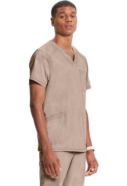 Classics CK900A Men's V-Neck Top Khaki Model Image Left Side | Infinity