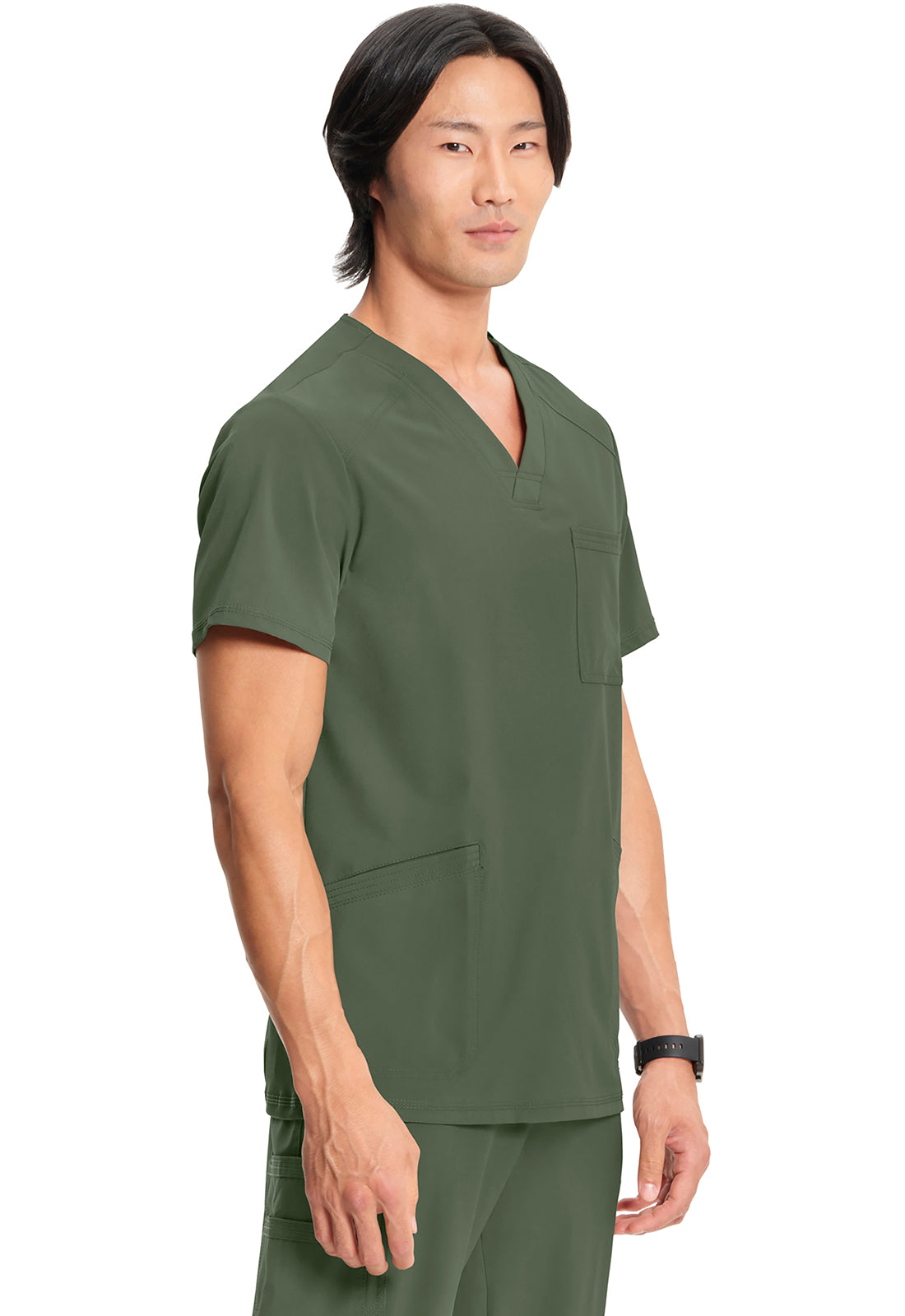 Classics CK900A Men's V-Neck Top Olive Model Image Left Side | Infinity