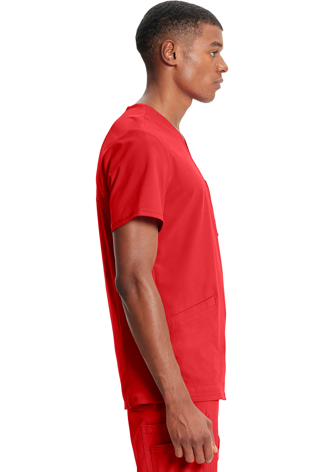 Classics CK900A Men's V-Neck Top Red Model Image Right Side | Infinity