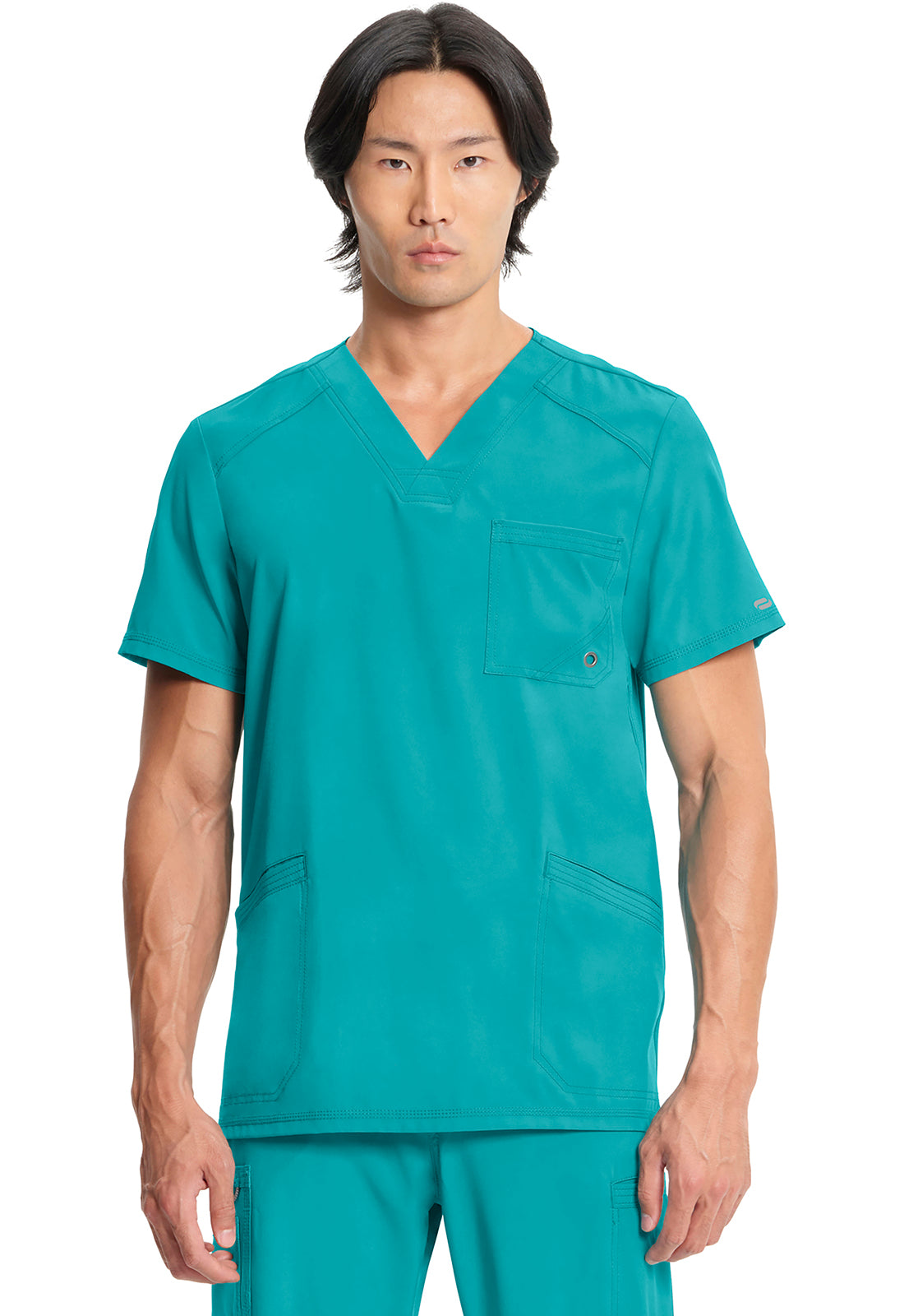 Classics CK900A Men's V-Neck Top Teal Blue Model Image Front | Infinity