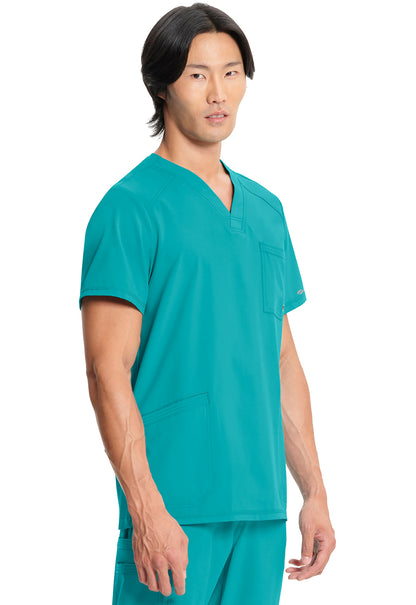 Classics CK900A Men's V-Neck Top Teal Blue Model Image Left Side | Infinity