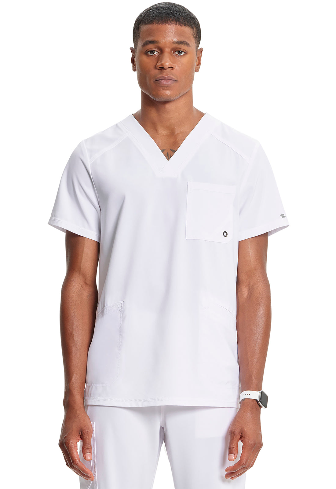 Classics CK900A Men's V-Neck Top White Model Image Front | Infinity