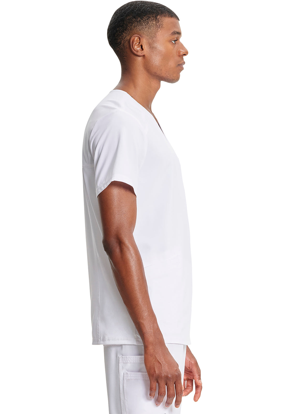 Classics CK900A Men's V-Neck Top White Model Image Right Side | Infinity