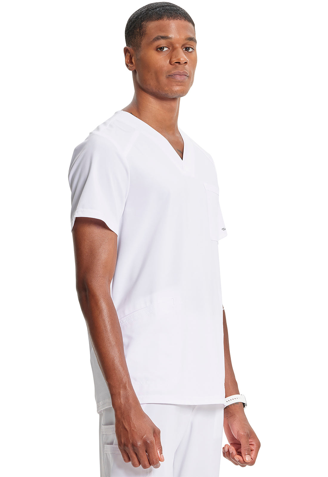 Classics CK900A Men's V-Neck Top White Model Image Left Side | Infinity