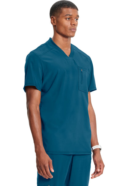 Classics CK910A Men's Tuckable V-Neck Top Caribbean Blue Model Image Left Side | Infinity